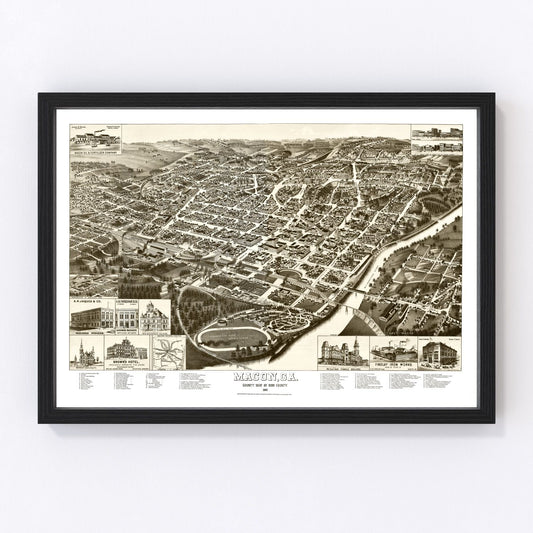 Vintage Map of Macon, Georgia 1887
