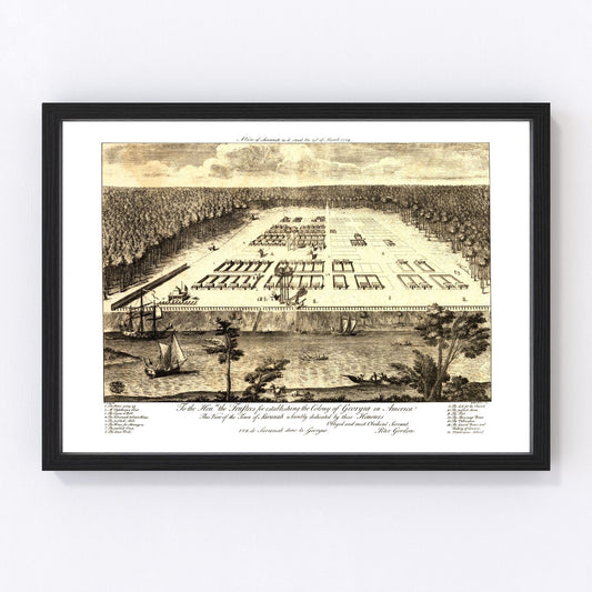 Vintage Map of Savannah, Georgia 1734