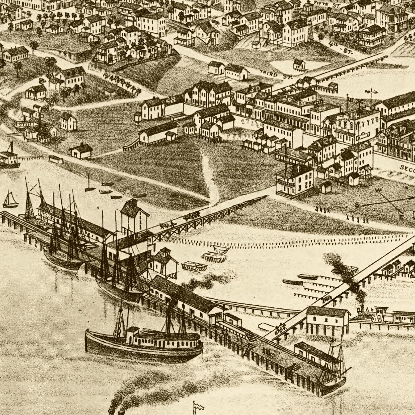 Vintage Map of Cedar Key, Florida 1884