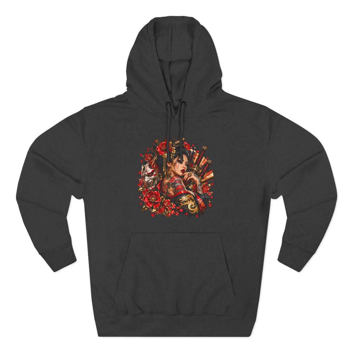 Floral Skull Hoodie — Gothic Rose Graphic Fleece Hoodie