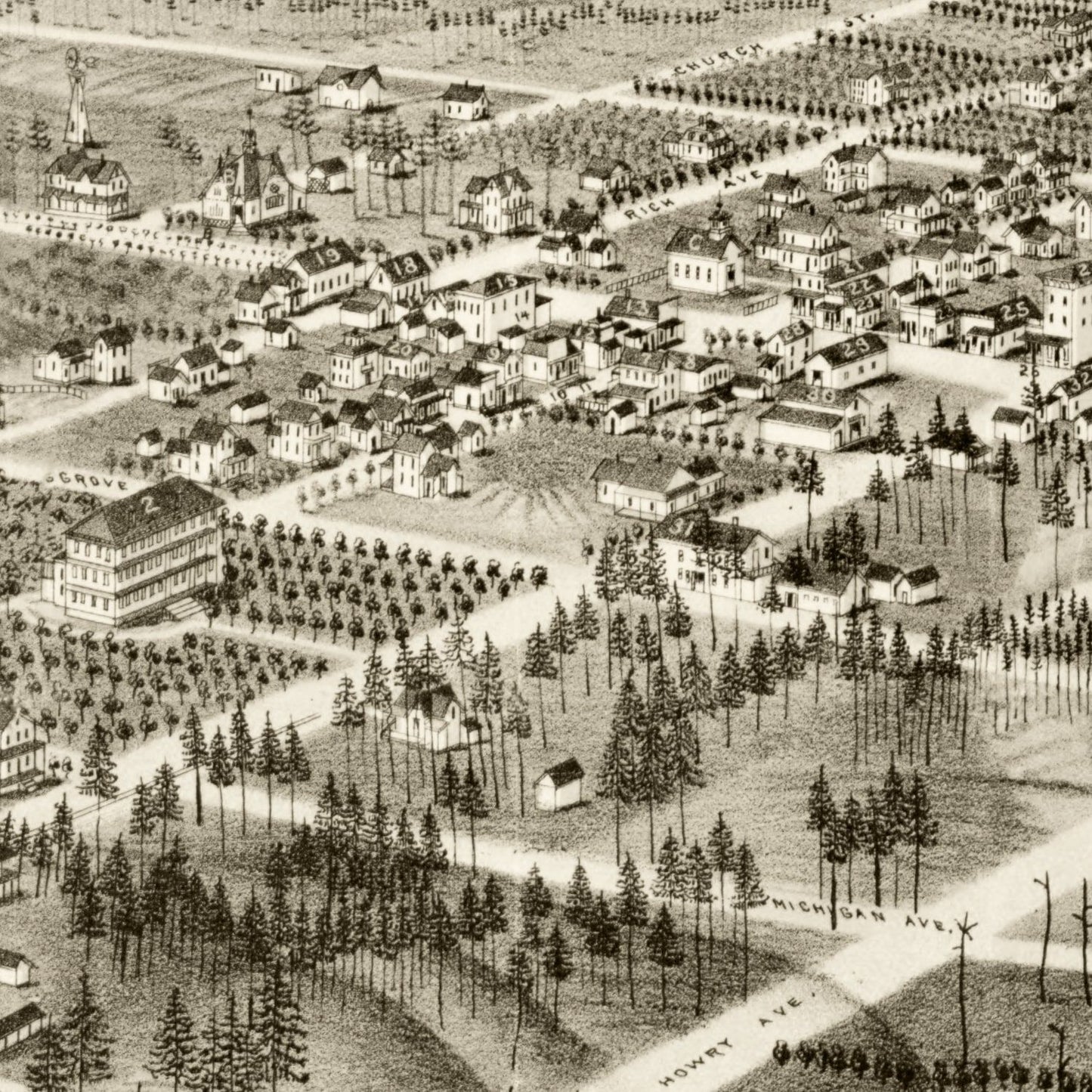 Vintage Map of De Land, Florida 1884