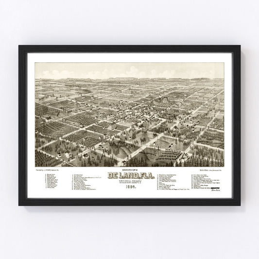 Vintage Map of De Land, Florida 1884