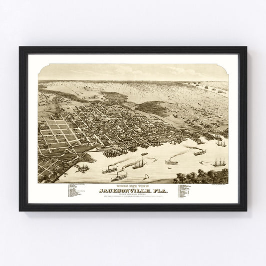 Vintage Map of Jacksonville, Florida 1876