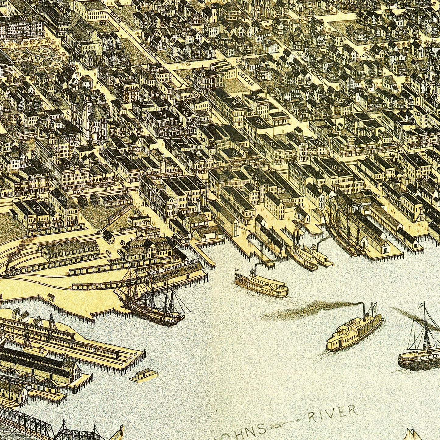 Vintage Map of Jacksonville, Florida 1893