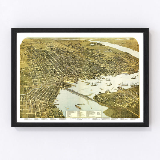 Vintage Map of Jacksonville, Florida 1893