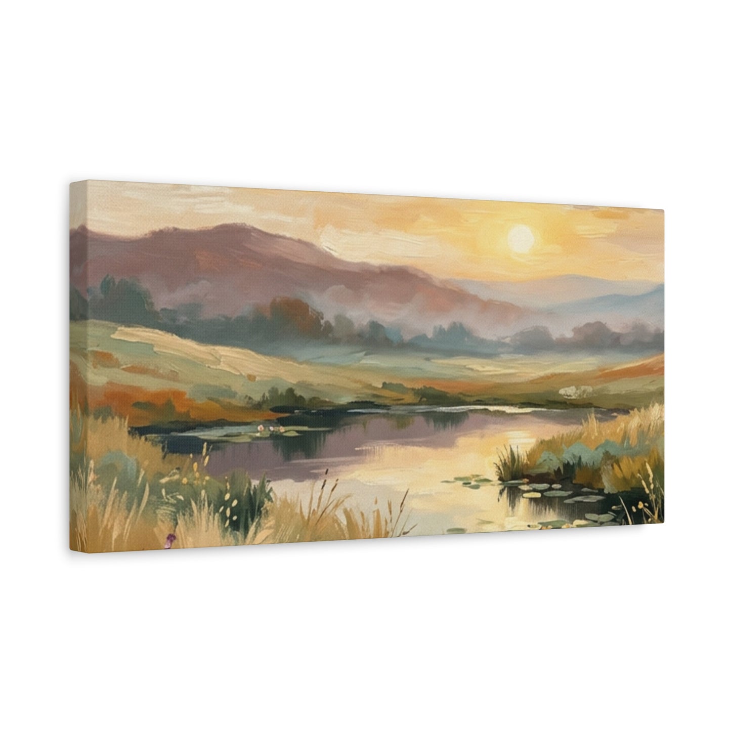 Sunset Meadow Canvas Wall Art — Stretched Matte Landscape Print