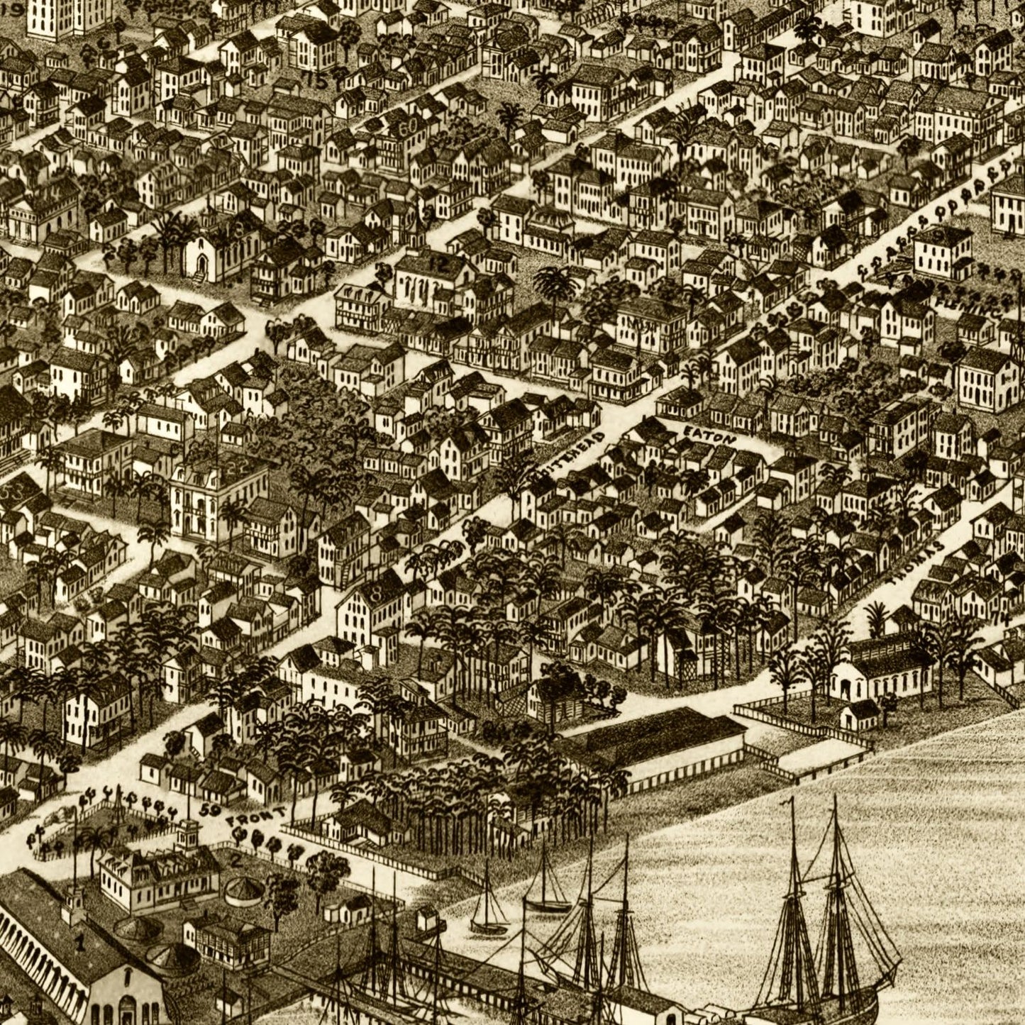 Vintage Map of Key West, Florida 1884