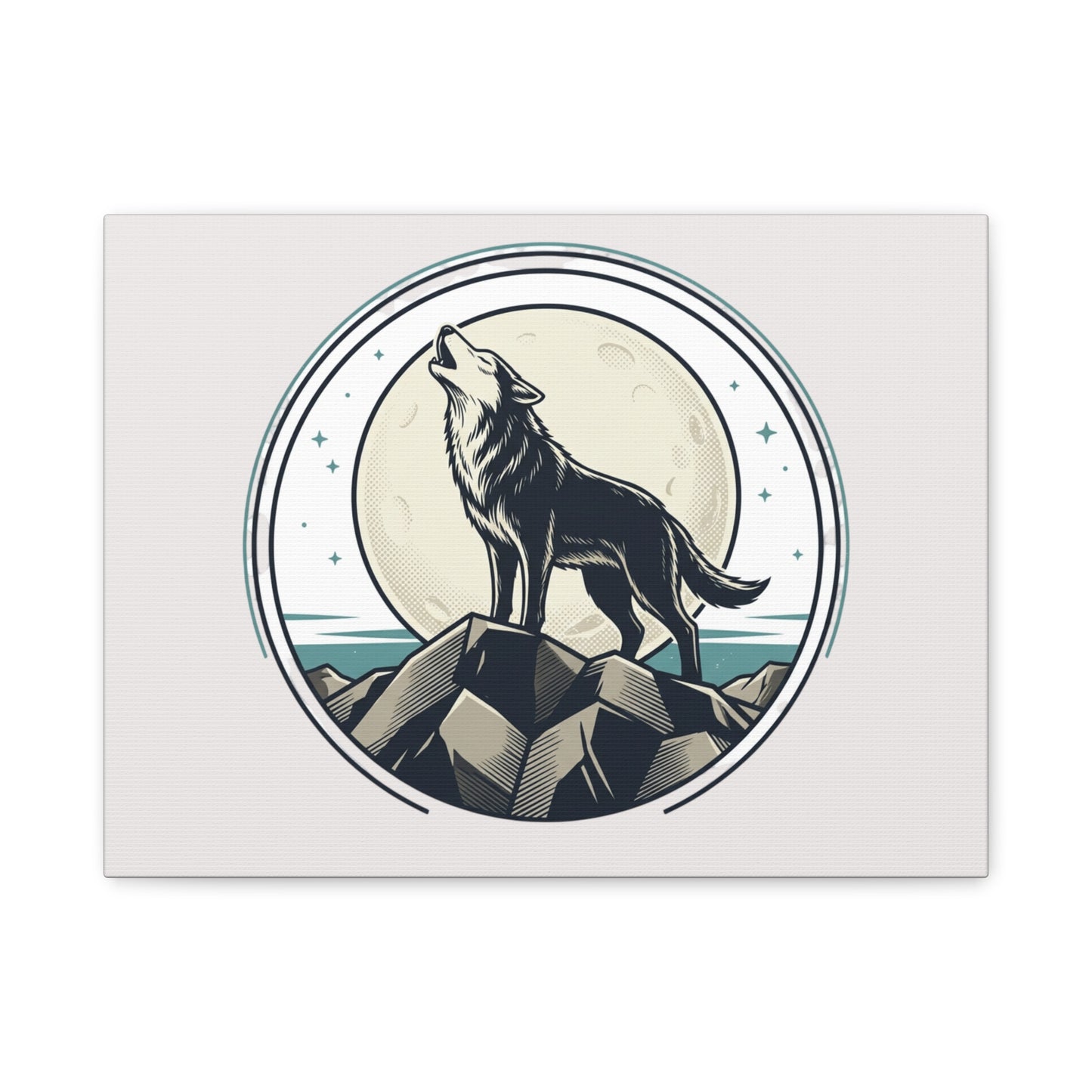 Howling Wolf Canvas Wall Art — Moonlit Wilderness Matte Stretched Print