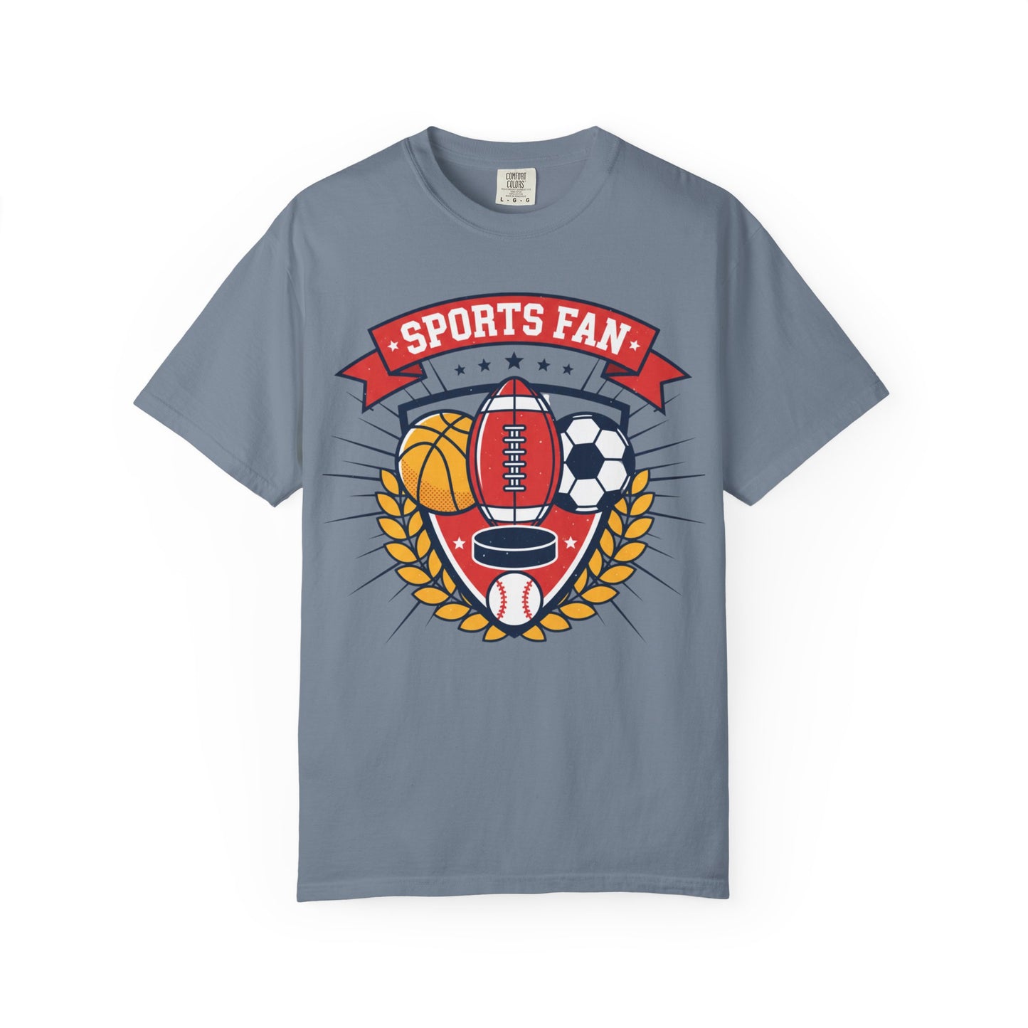 Sports Fan emblem T-shirt | Football Basketball Soccer Baseball
