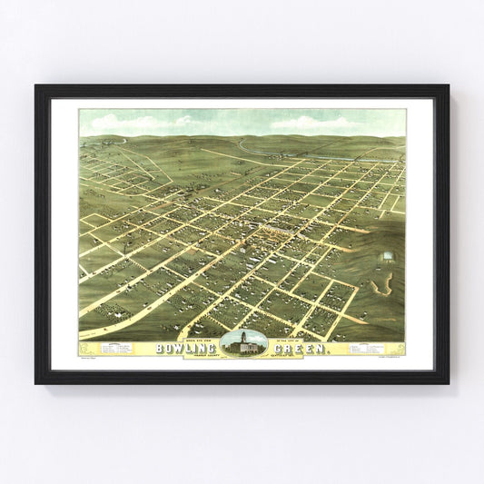 Vintage Map of Bowling Green, Kentucky 1871