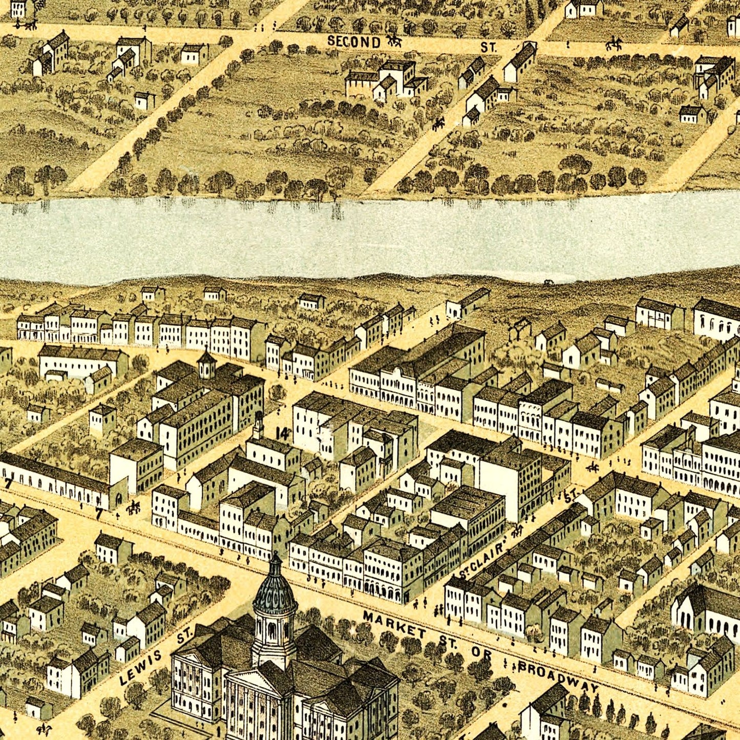 Vintage Map of Frankfort, Kentucky 1871