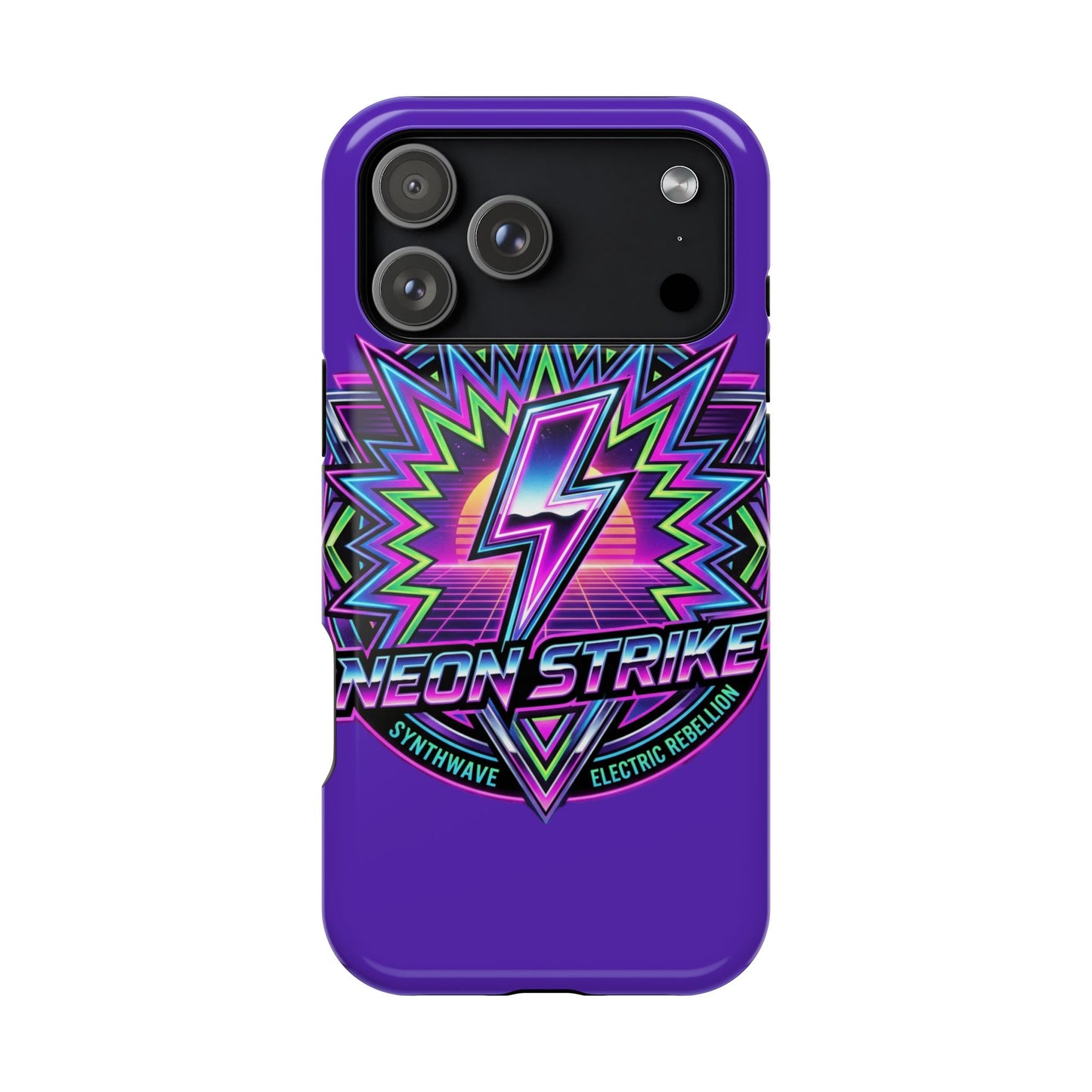 Neon Strike Phone Case — Retro 80s Lightning Magnetic Impact-Resistant Cover