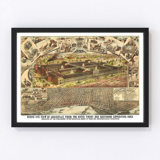 Vintage Map of Louisville, Kentucky 1883