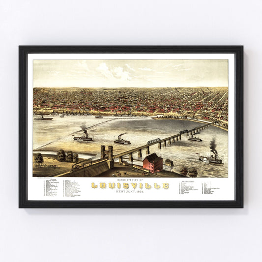 Vintage Map of Louisville, Kentucky 1876