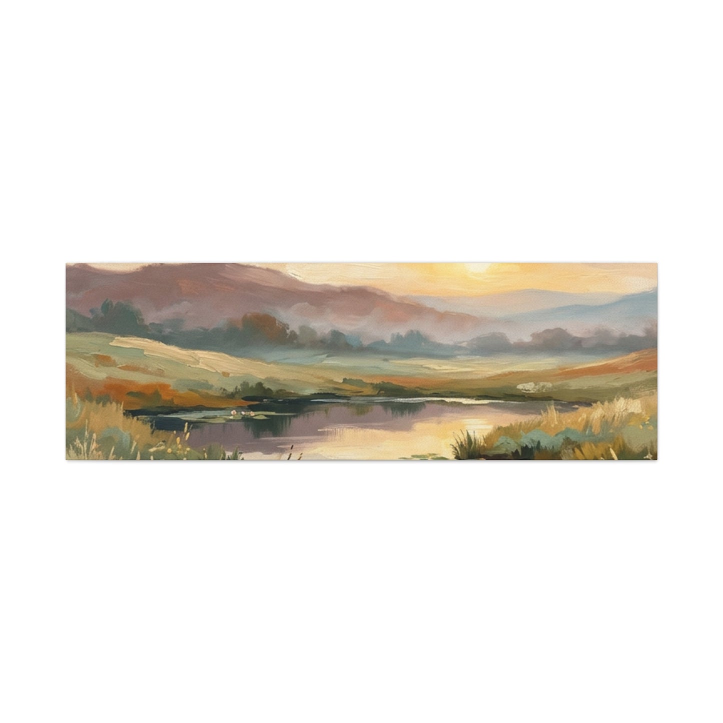 Sunset Meadow Canvas Wall Art — Stretched Matte Landscape Print