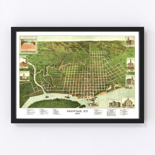 Vintage Map of Paducah, Kentucky 1889