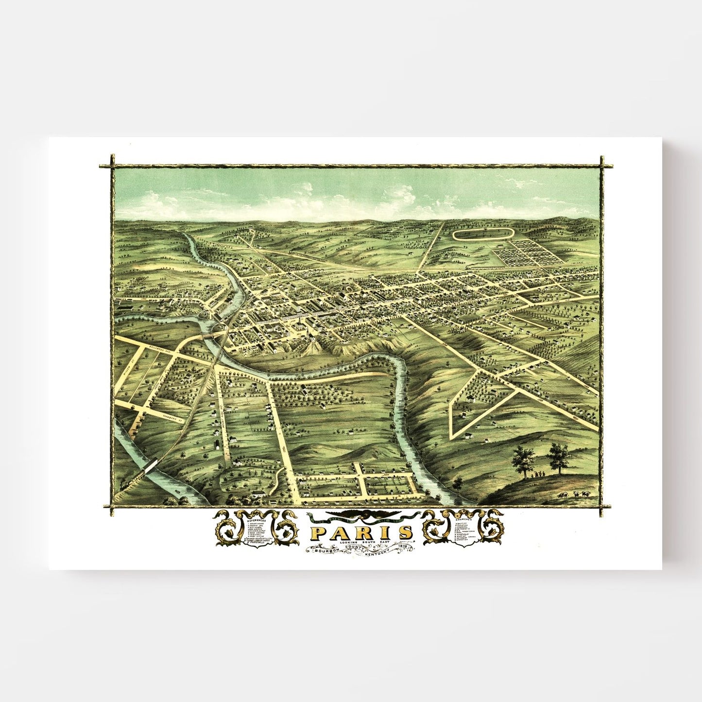 Vintage Map of Paris, Kentucky 1870