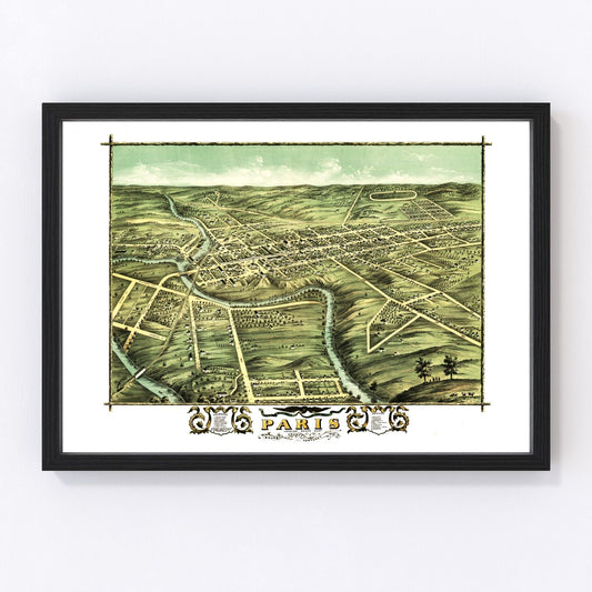 Vintage Map of Paris, Kentucky 1870