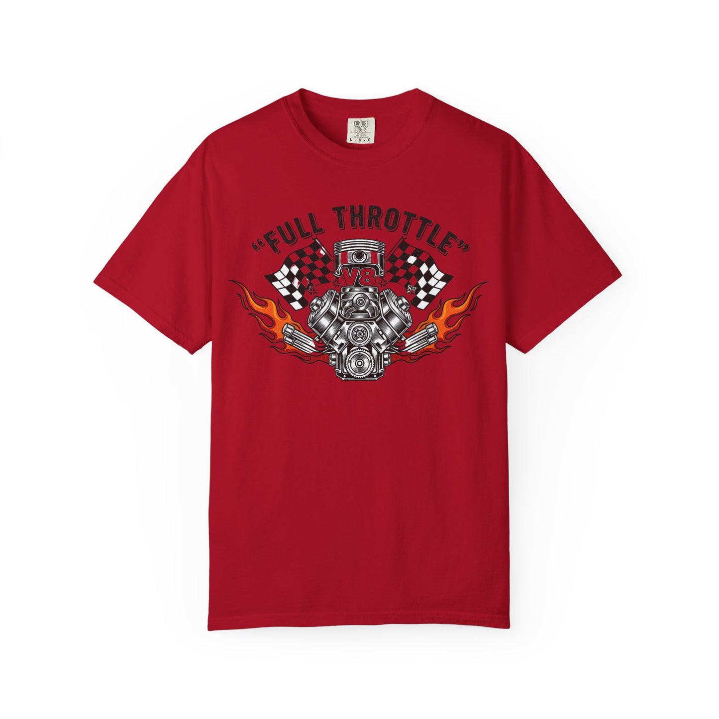 Full Throttle V8 Engine T-shirt | Racing Flags, Flames