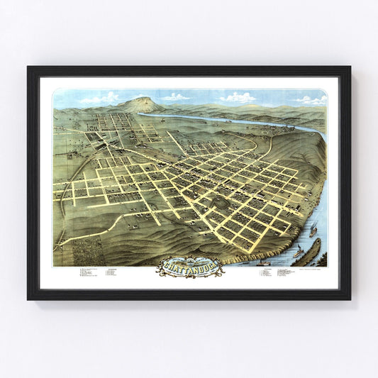 Vintage Map of Chattanooga, Tennessee 1871