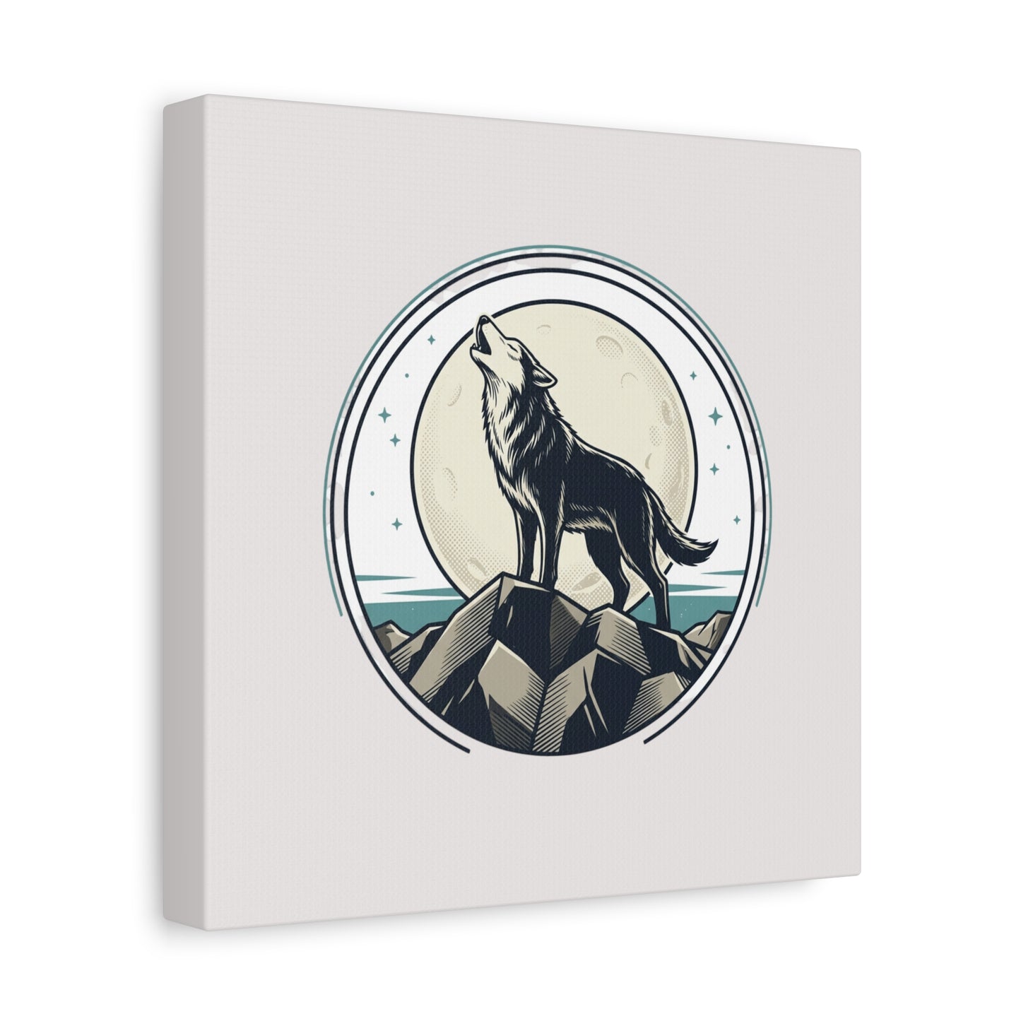 Howling Wolf Canvas Wall Art — Moonlit Wilderness Matte Stretched Print