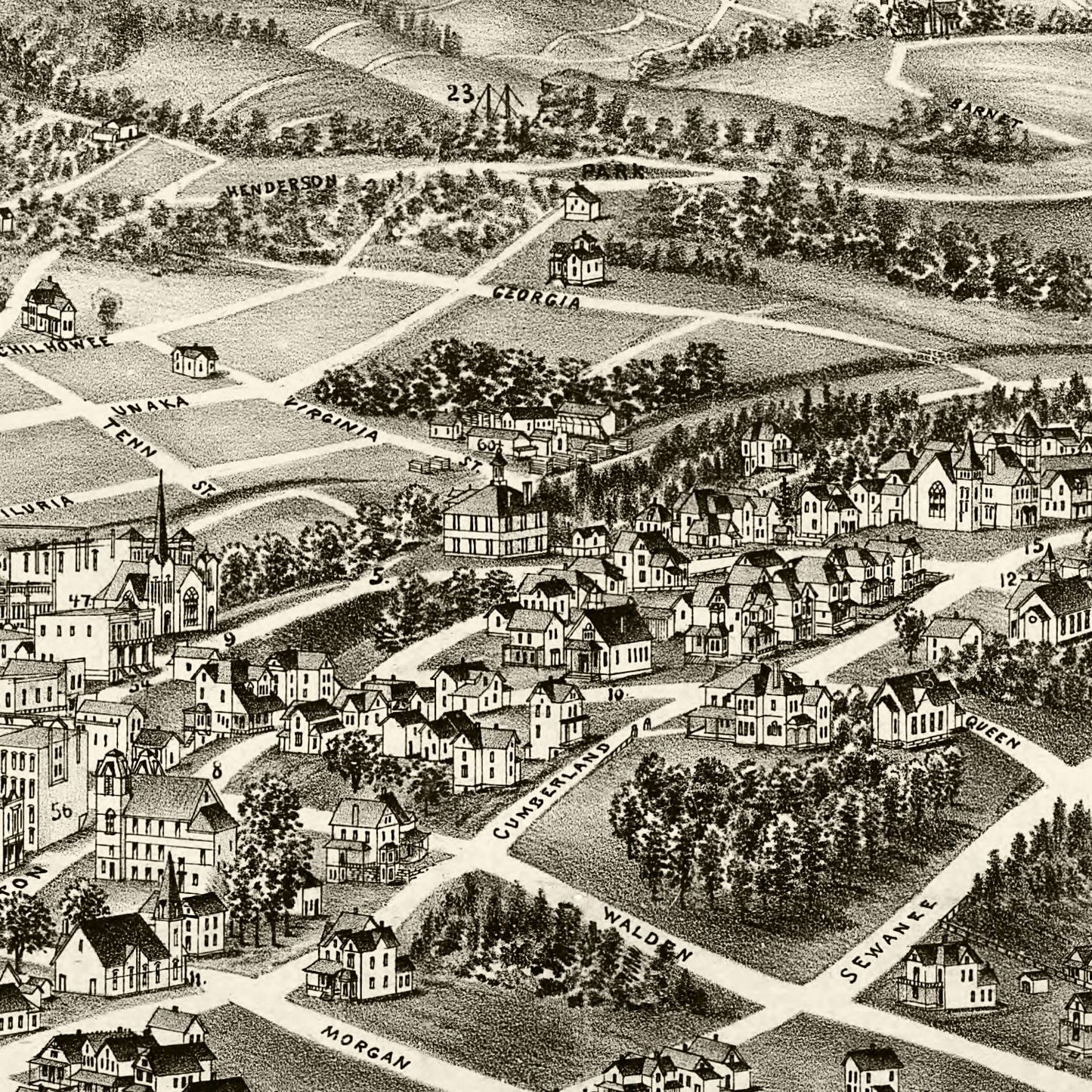Vintage Map of Harriman, Tennessee 1892