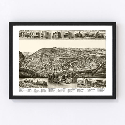 Vintage Map of Harriman, Tennessee 1892