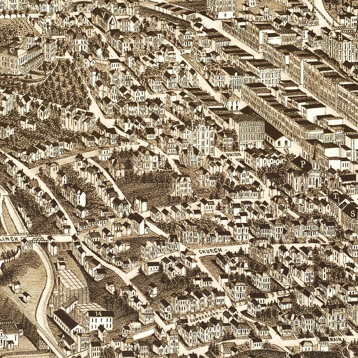 Vintage Map of Knoxville, Tennessee 1886