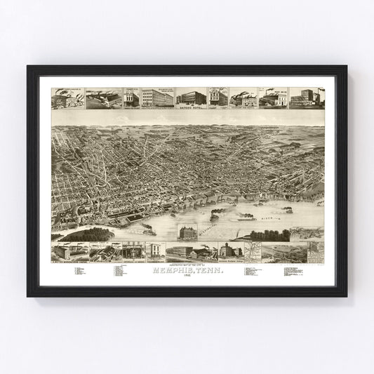 Vintage Map of Memphis, Tennessee 1887