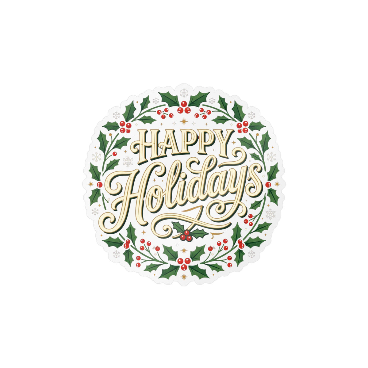Happy Holidays Holly Wreath Vinyl Decal