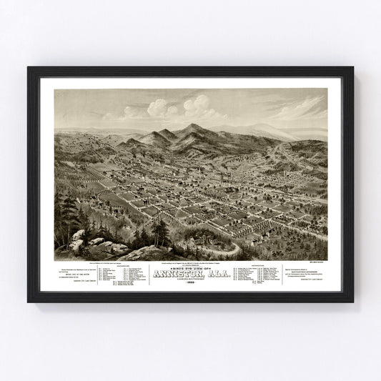Vintage Map of Anniston, Alabama 1888
