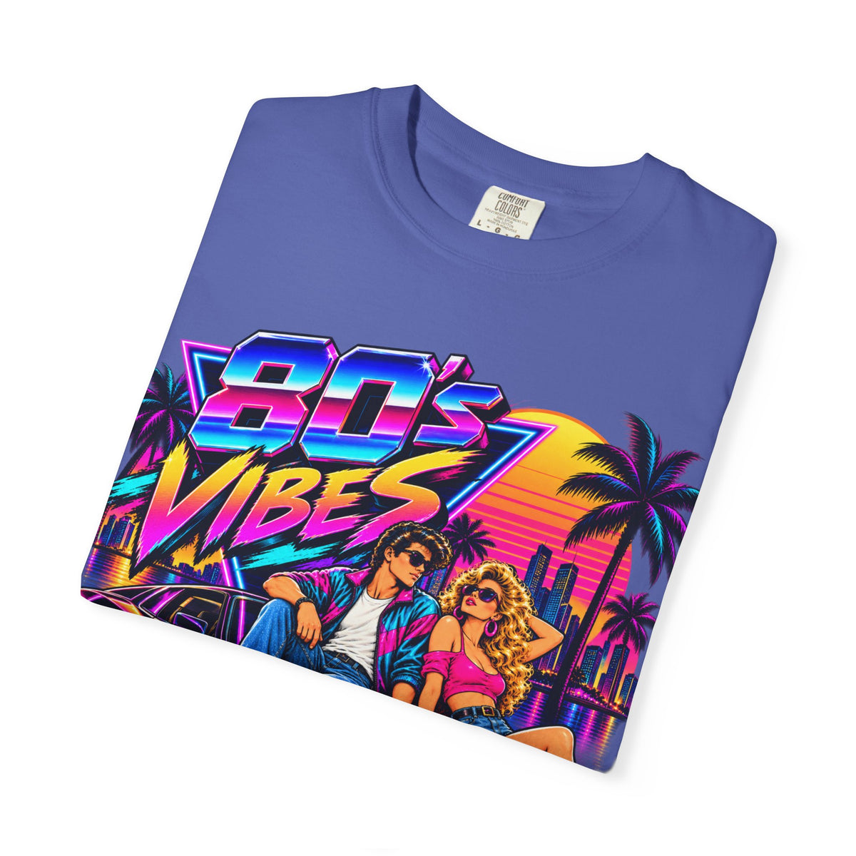 80s Vibes retro car scene T-shirt | neon palm sunset