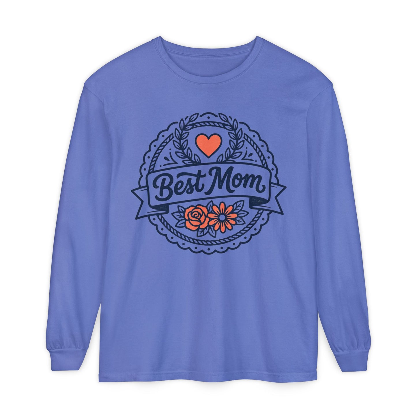 Best Mom Long Sleeve T-Shirt — Floral Heart Mother's Day Tee