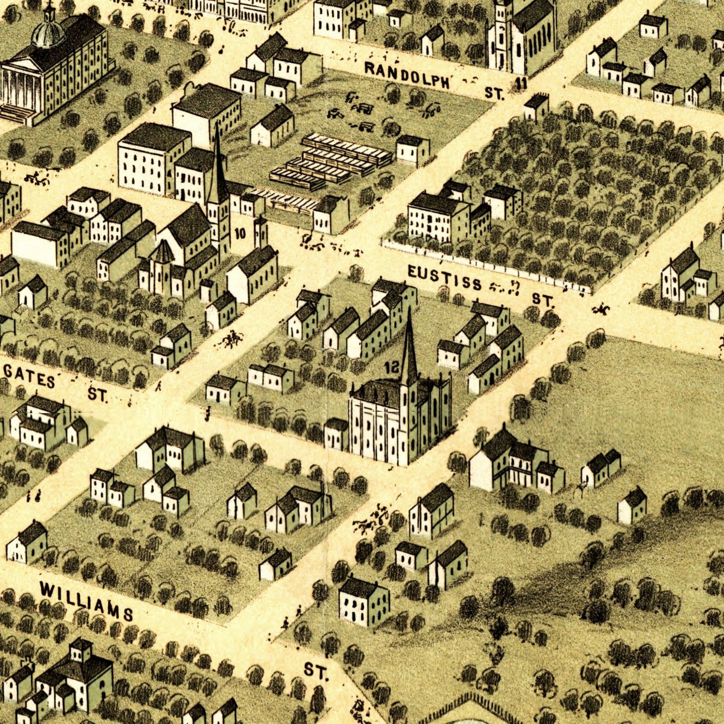 Vintage Map of Huntsville, Alabama 1871