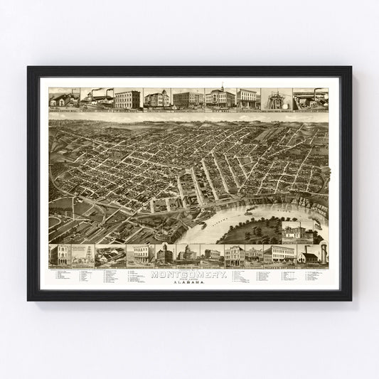 Vintage Map of Montgomery, Alabama 1887