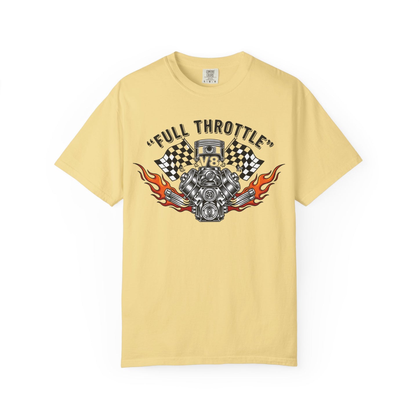Full Throttle V8 Engine T-shirt | Racing Flags, Flames