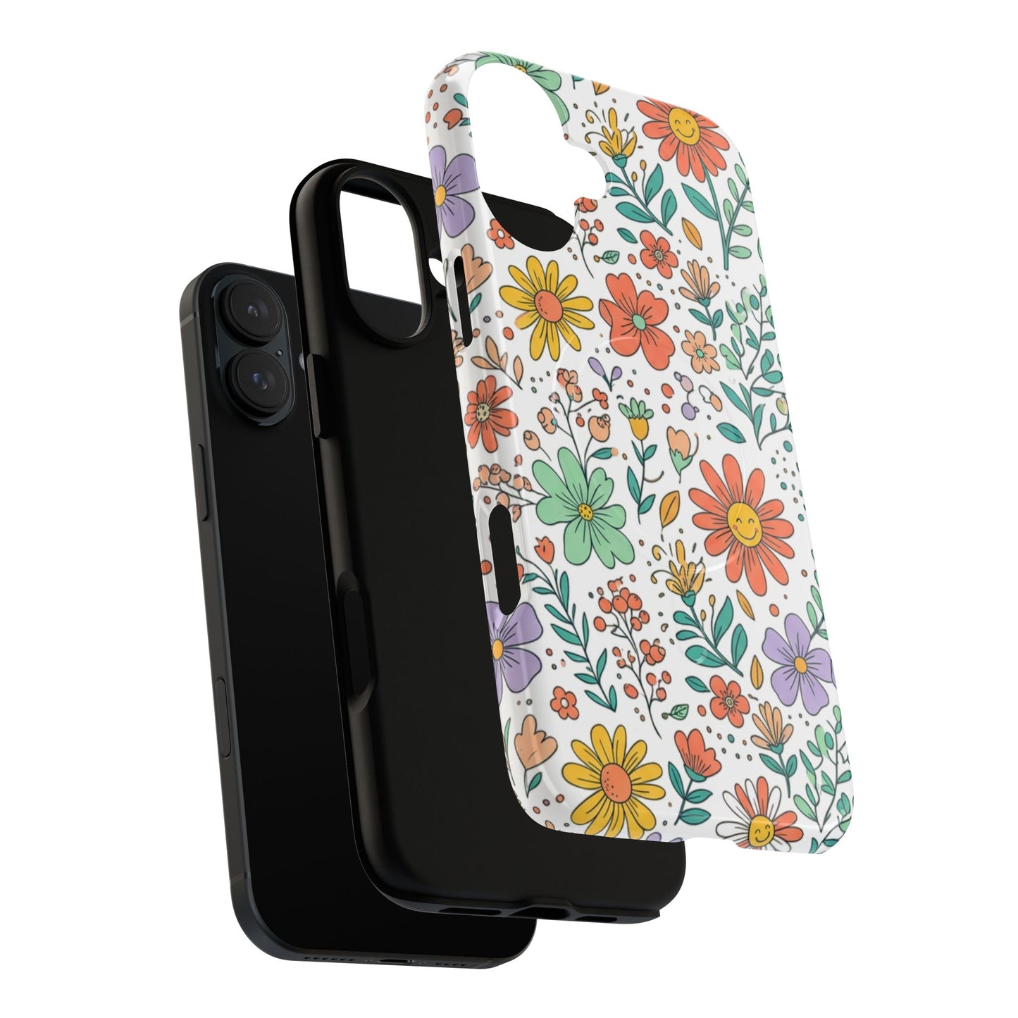 Floral Doodle Tough Magnetic Phone Case – Colorful Wildflower Protection