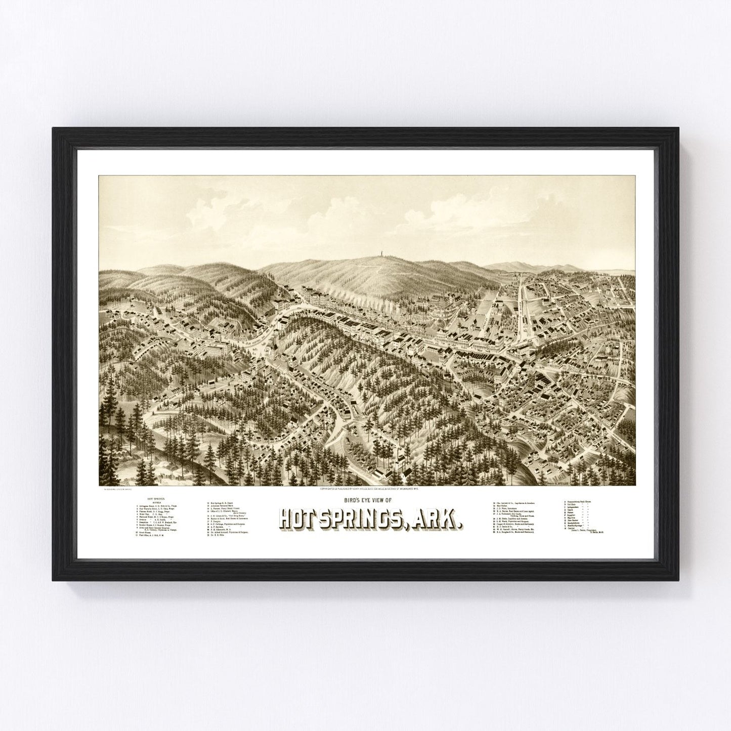 Vintage Map of Hot Springs, Arkansas 1888