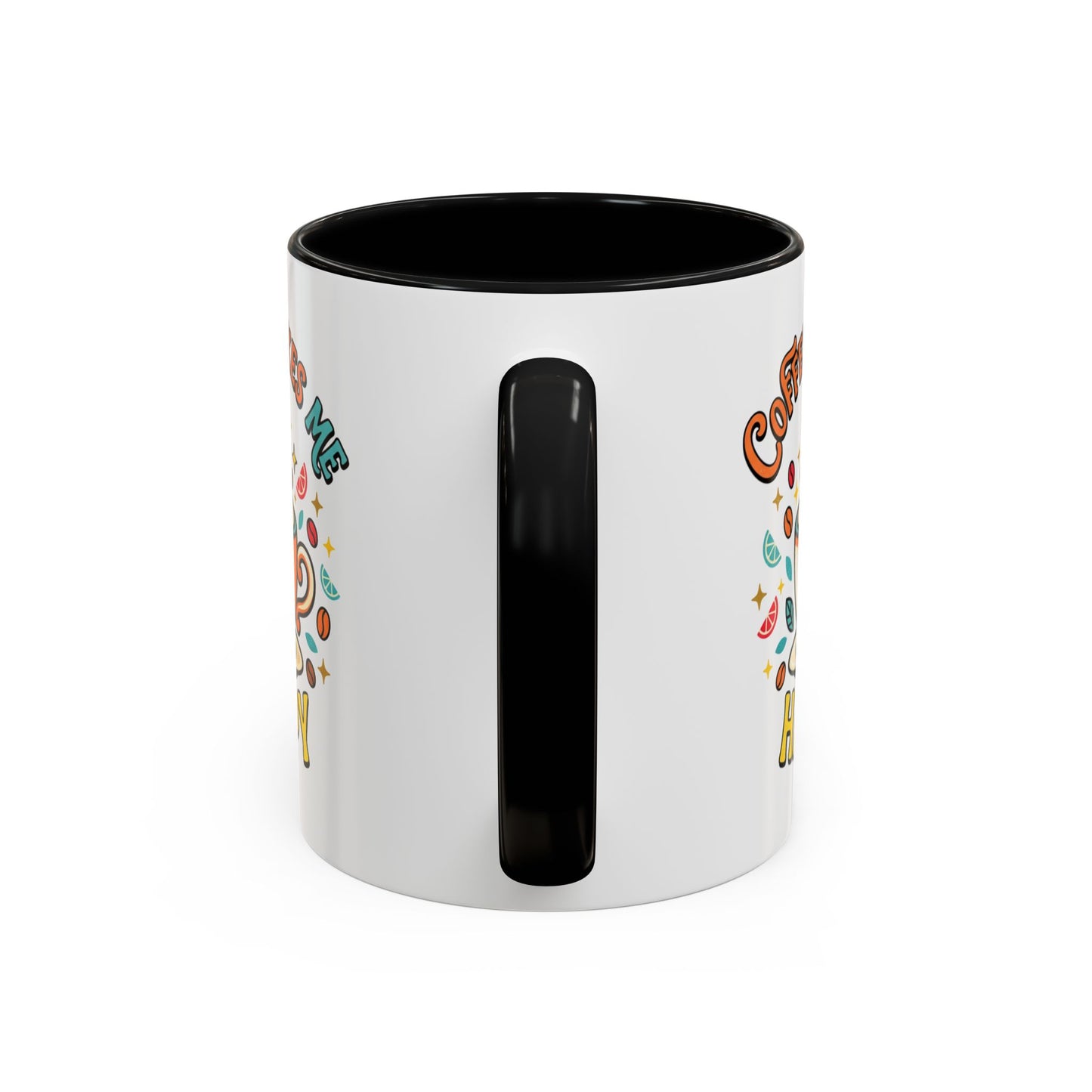 Coffee Mug — "Coffee Makes Me Happy" Cute Retro Accent Mug (11/15oz)