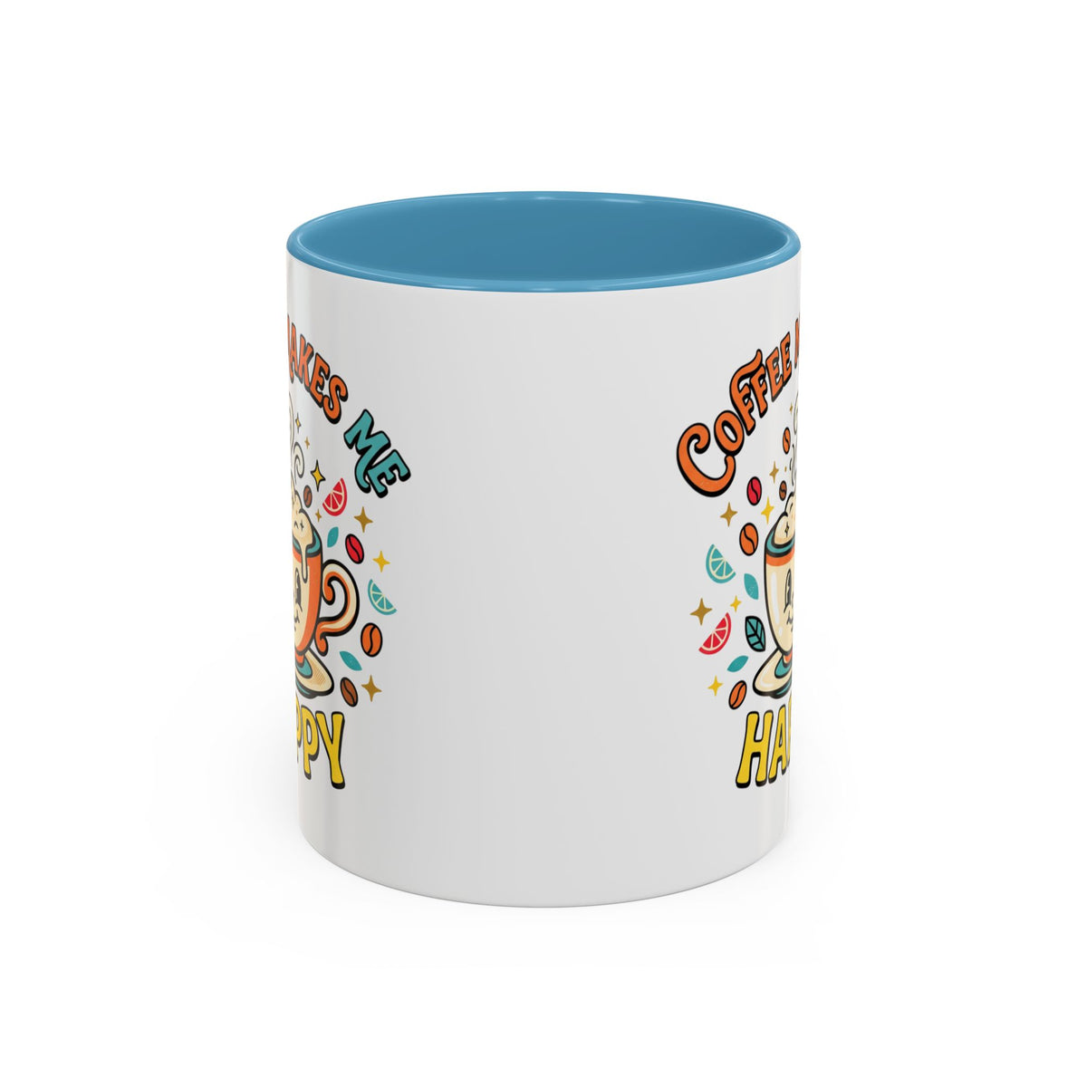 Coffee Mug — "Coffee Makes Me Happy" Cute Retro Accent Mug (11/15oz)
