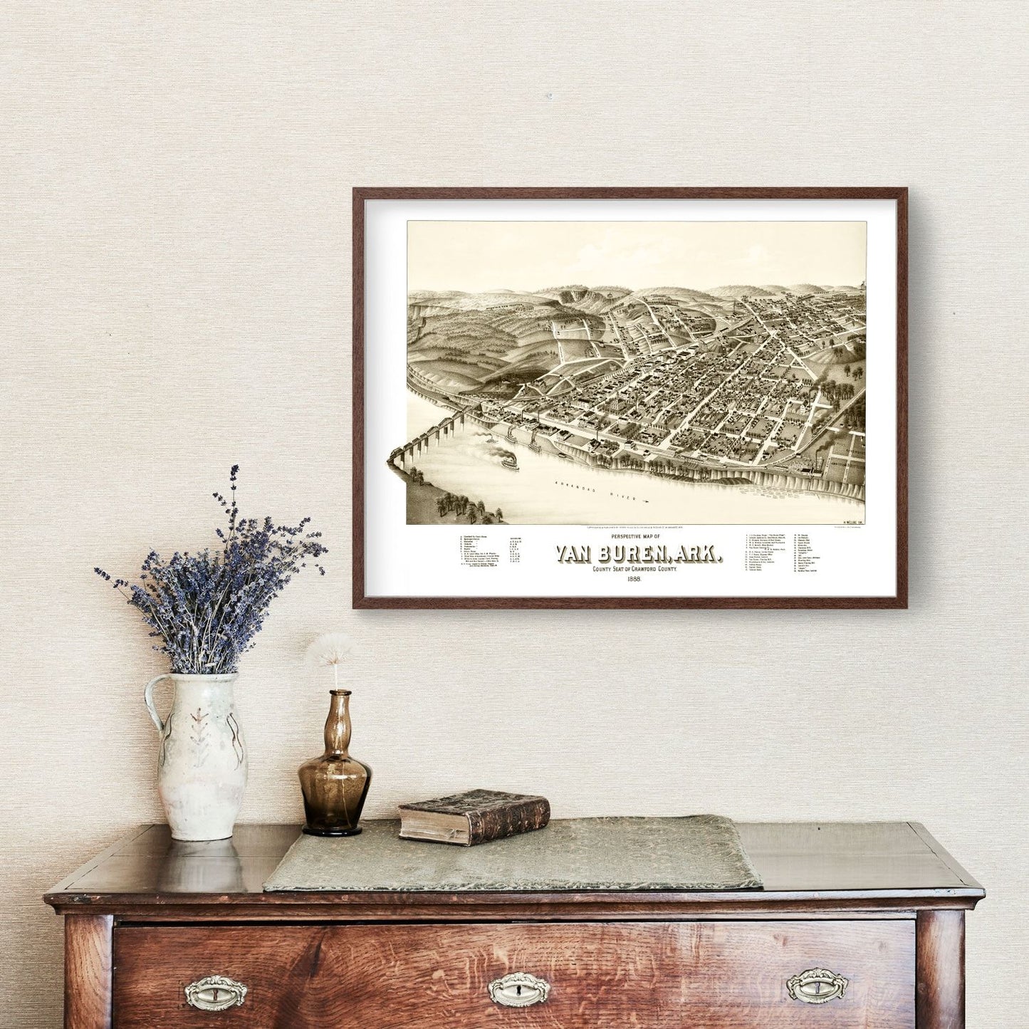 Vintage Map of Van Buren, Arkansas 1888