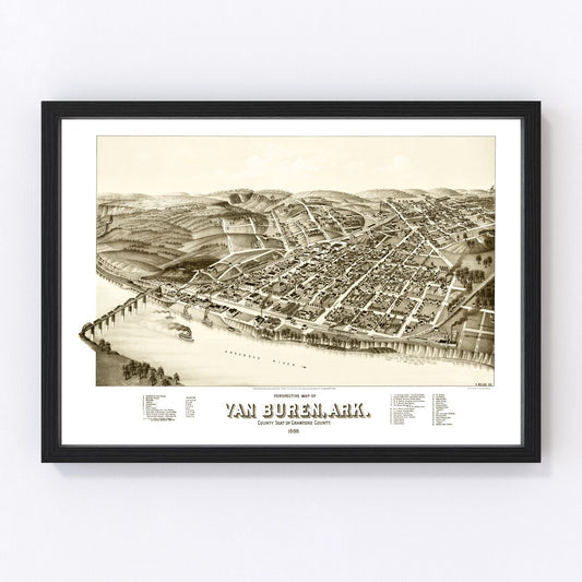 Vintage Map of Van Buren, Arkansas 1888