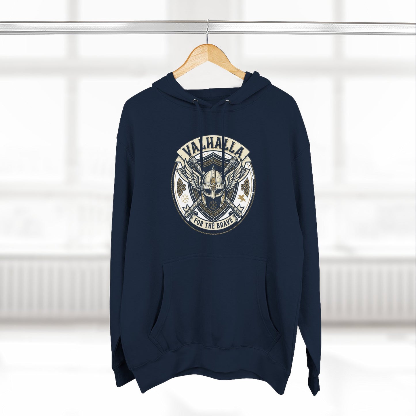 Viking Valhalla Skull Hoodie – "For the Brave" Graphic Fleece Hoodie