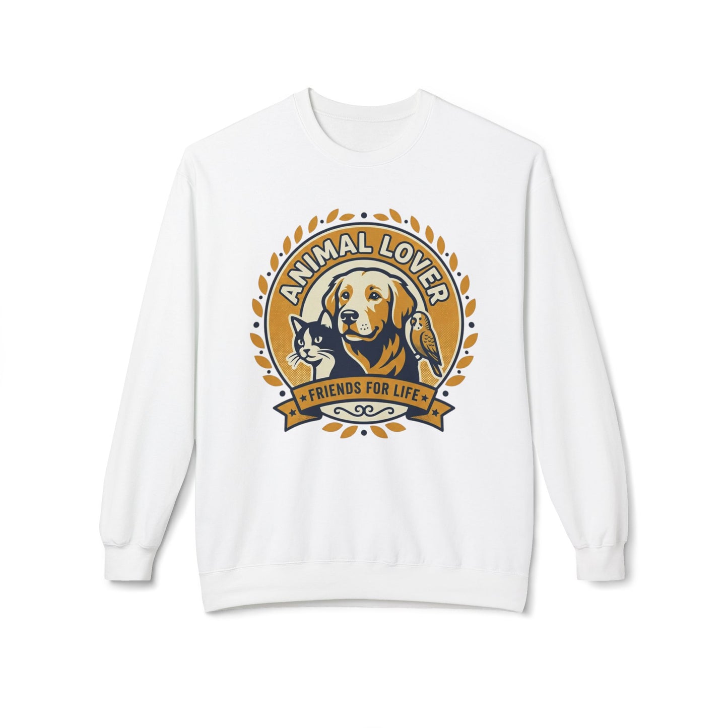 Animal Lover Crewneck Sweatshirt — "Animal Lover • Friends for Life" Graphic