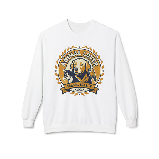 Animal Lover Crewneck Sweatshirt — "Animal Lover • Friends for Life" Graphic