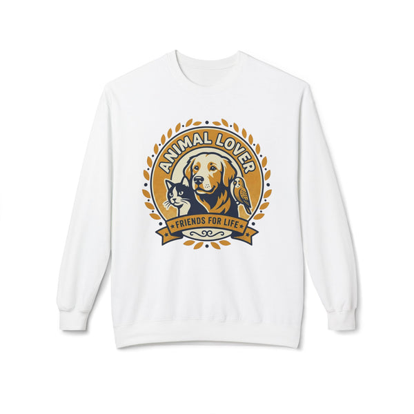 Animal Lover Crewneck Sweatshirt — "Animal Lover • Friends for Life" Graphic