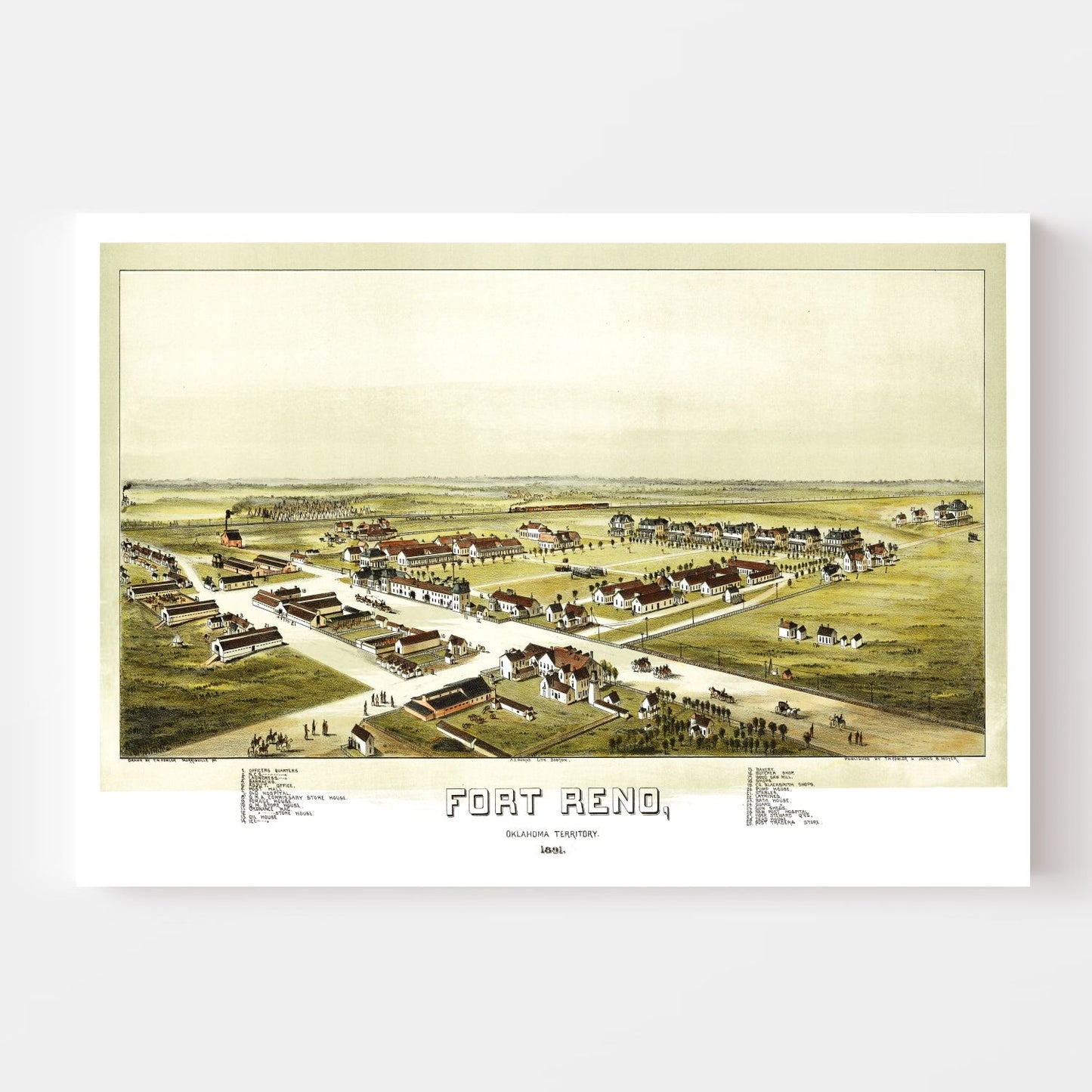 Vintage Map of Fort Reno, Oklahoma 1891
