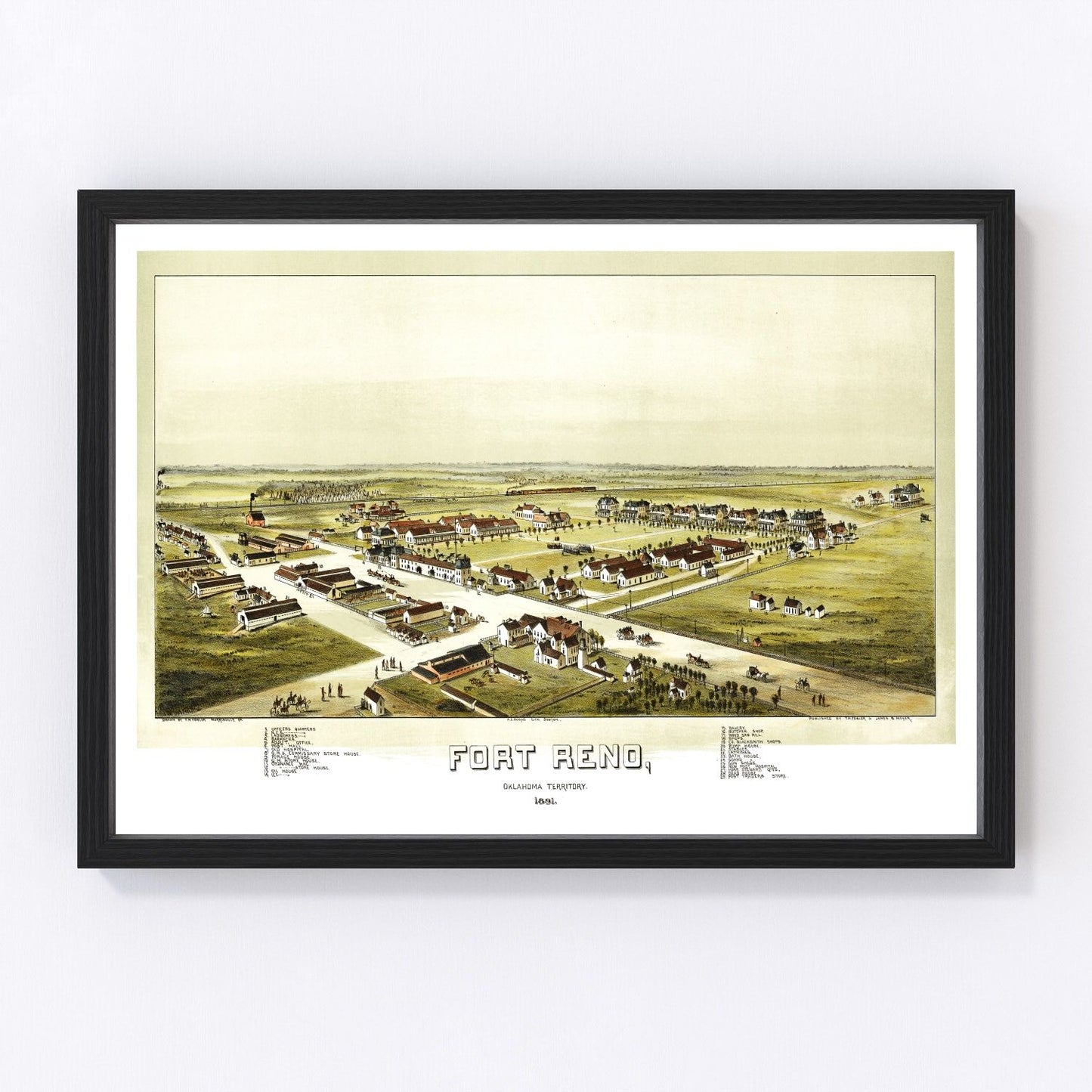 Vintage Map of Fort Reno, Oklahoma 1891