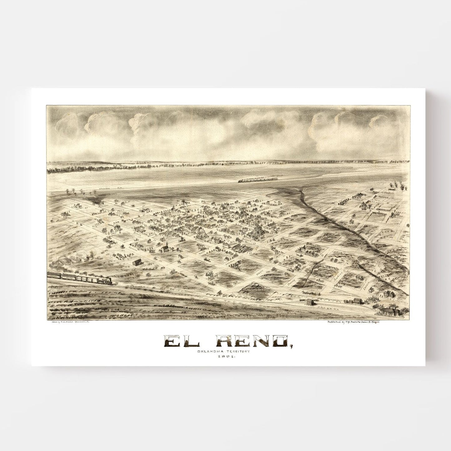 Vintage Map of El Reno, Oklahoma 1891