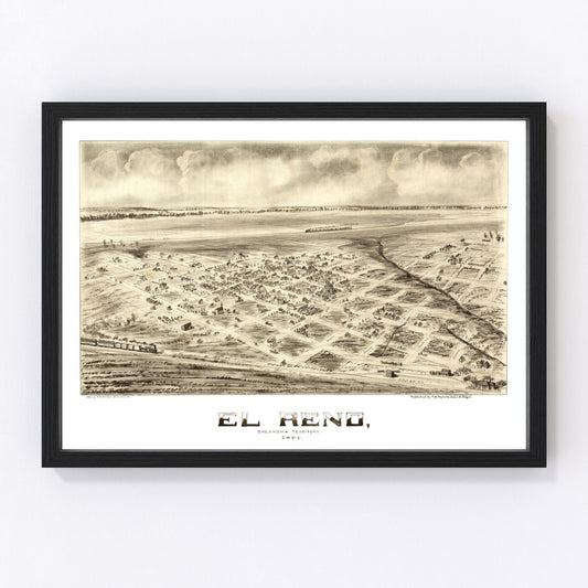 Vintage Map of El Reno, Oklahoma 1891